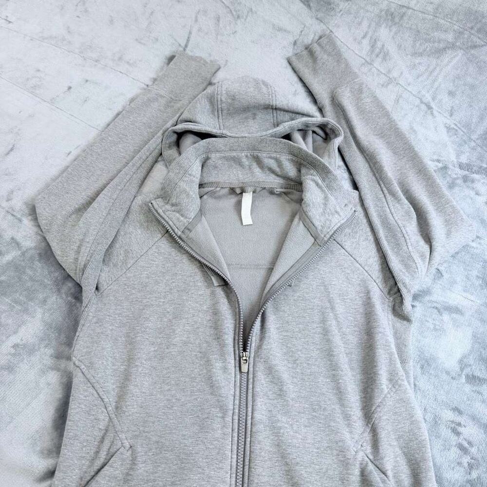 Athleta Sweater Womens Sz M Grey Hoodie Full Zip Fleece Scuba Thumbhole Ladies - Picture 14 of 14